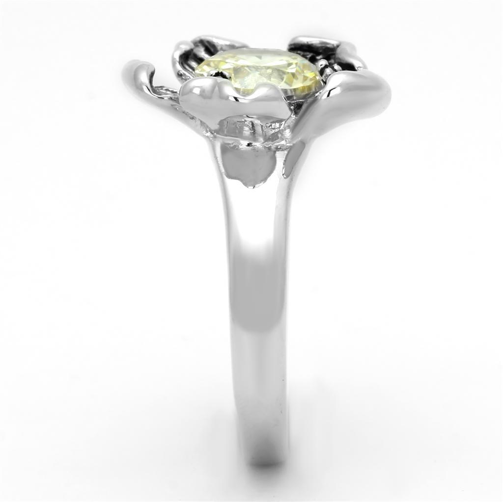 3W585 - Rhodium Brass Ring with AAA Grade CZ  in Citrine Yellow LuxuryLifeWay Online Store