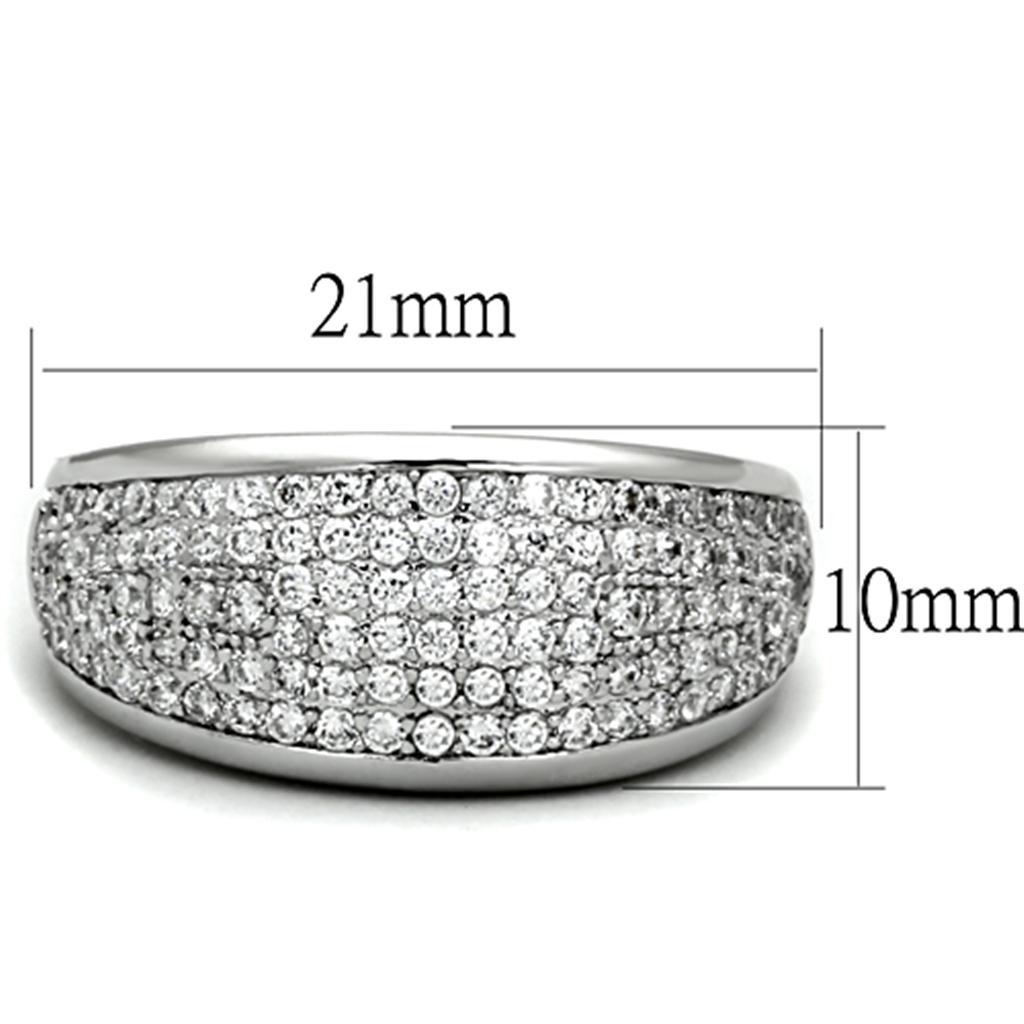 3W730 - Rhodium Brass Ring with AAA Grade CZ  in Clear LuxuryLifeWay Online Store