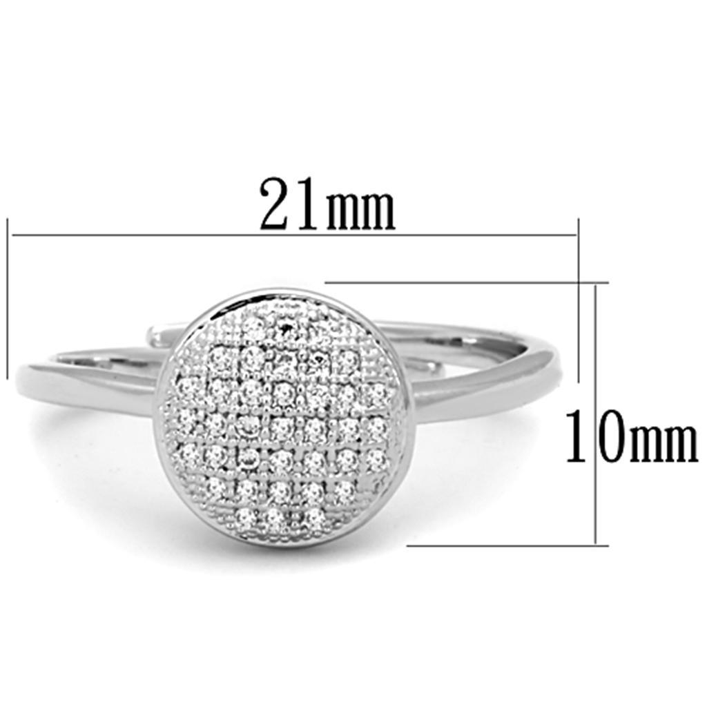 3W749 - Rhodium Brass Ring with AAA Grade CZ  in Clear LuxuryLifeWay Online Store