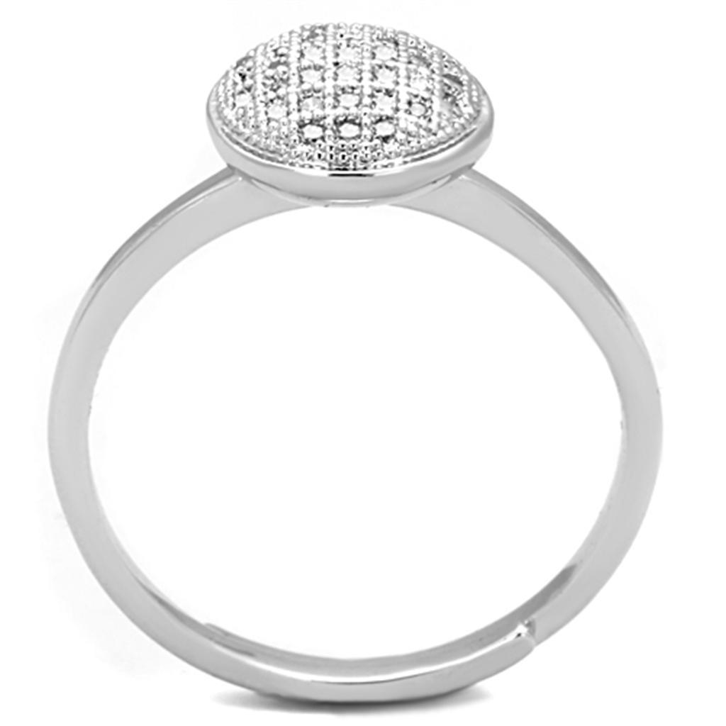 3W749 - Rhodium Brass Ring with AAA Grade CZ  in Clear LuxuryLifeWay Online Store