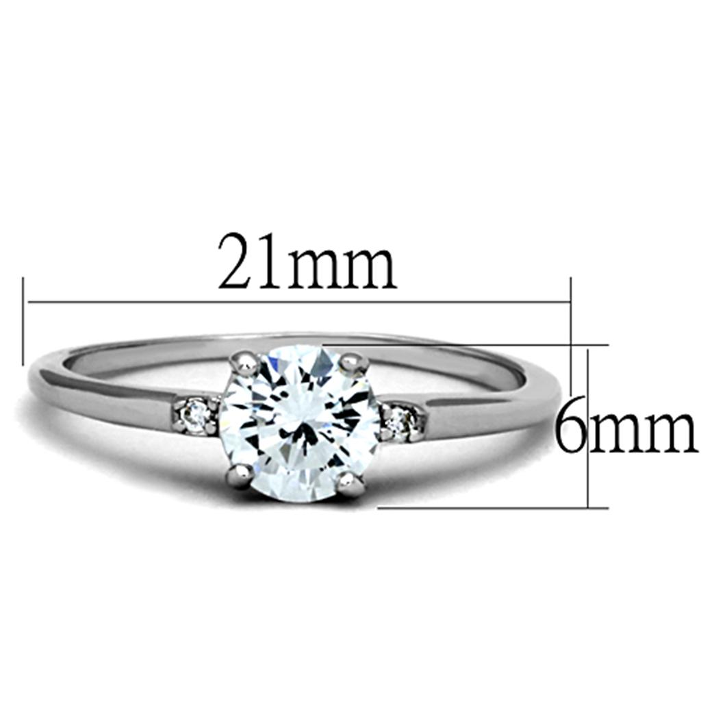 3W786 - Rhodium Brass Ring with AAA Grade CZ  in Clear LuxuryLifeWay Online Store