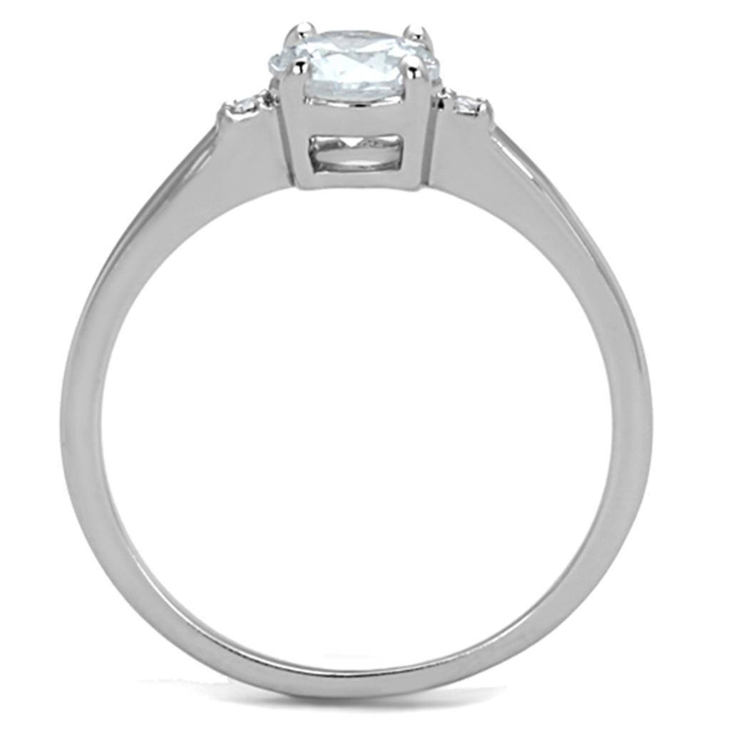 3W786 - Rhodium Brass Ring with AAA Grade CZ  in Clear LuxuryLifeWay Online Store