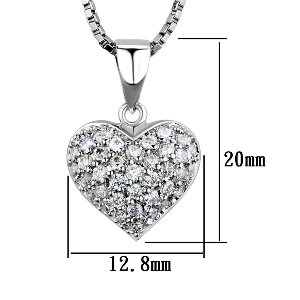 3W793 - Rhodium Brass Chain Pendant with AAA Grade CZ  in Clear LuxuryLifeWay Online Store