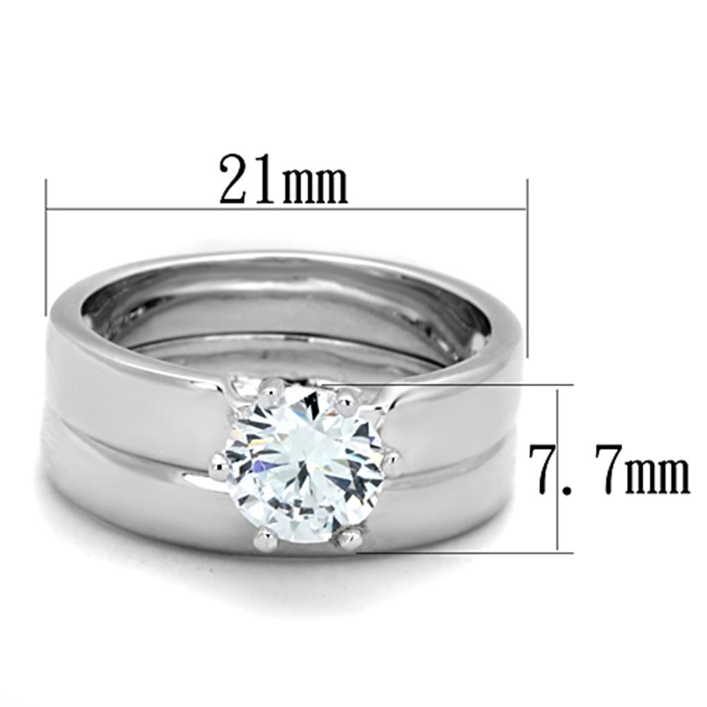 3W805 - Rhodium Brass Ring with AAA Grade CZ  in Clear LuxuryLifeWay Online Store