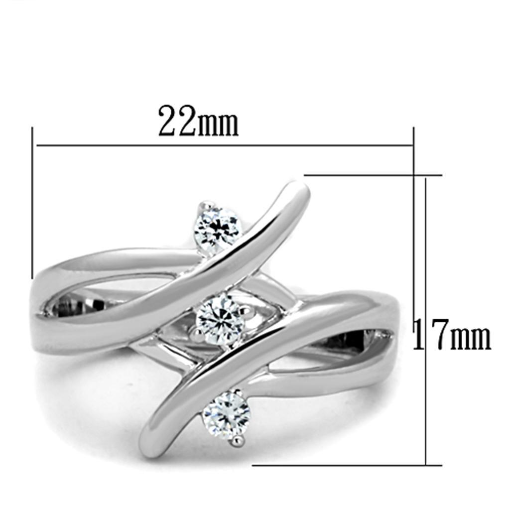 3W833 - Rhodium Brass Ring with AAA Grade CZ  in Clear LuxuryLifeWay Online Store