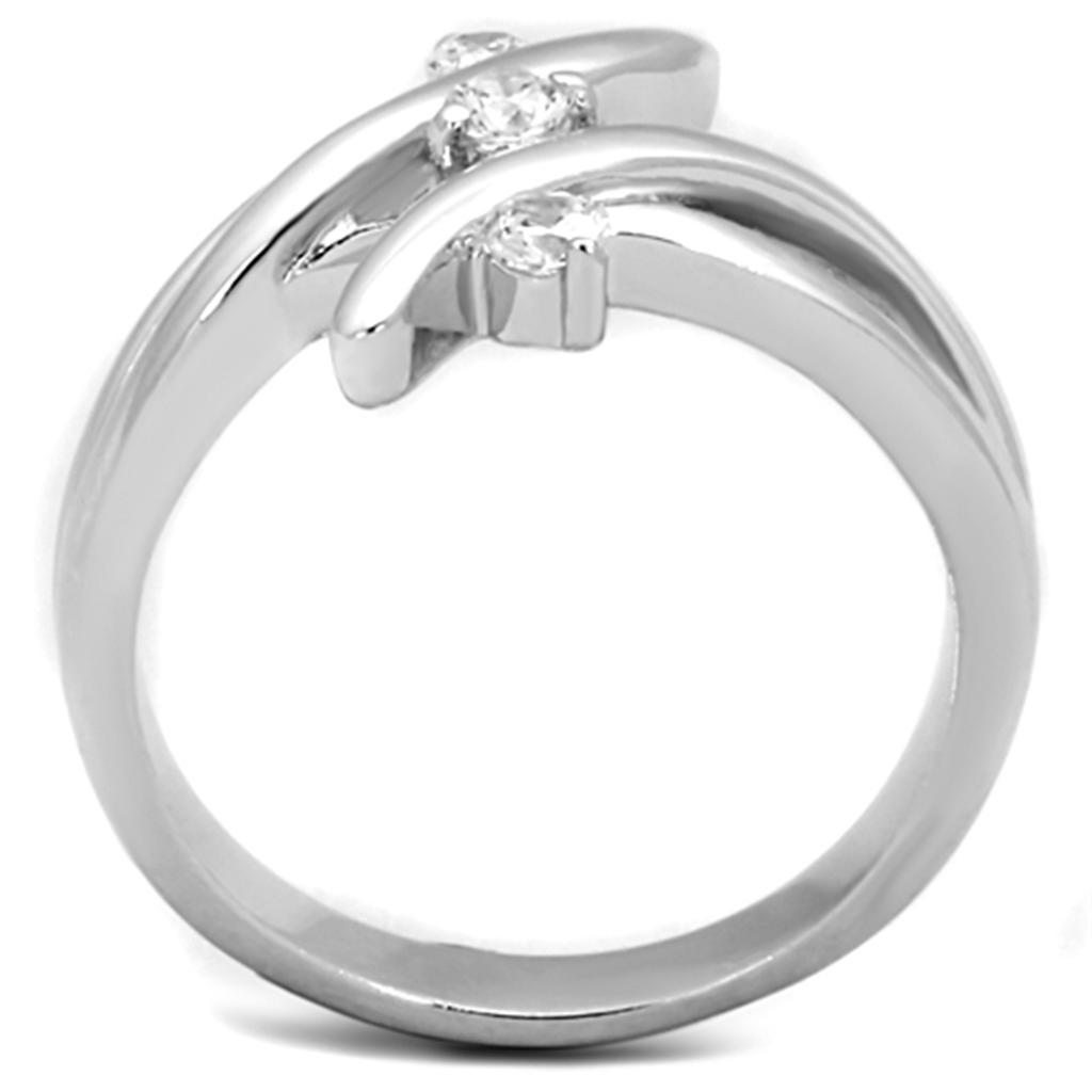 3W833 - Rhodium Brass Ring with AAA Grade CZ  in Clear LuxuryLifeWay Online Store