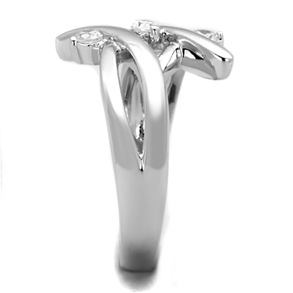 3W833 - Rhodium Brass Ring with AAA Grade CZ  in Clear LuxuryLifeWay Online Store