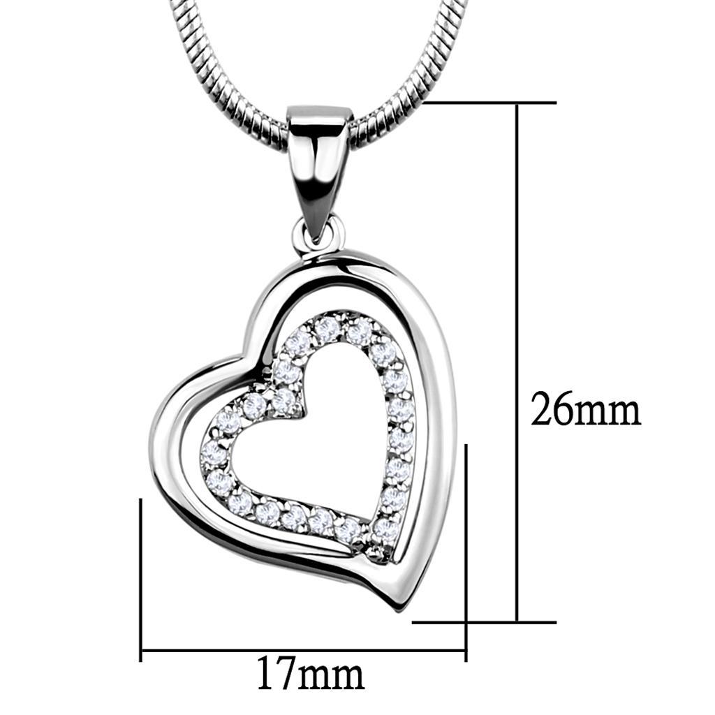 3W841 - Rhodium Brass Chain Pendant with AAA Grade CZ  in Clear LuxuryLifeWay Online Store
