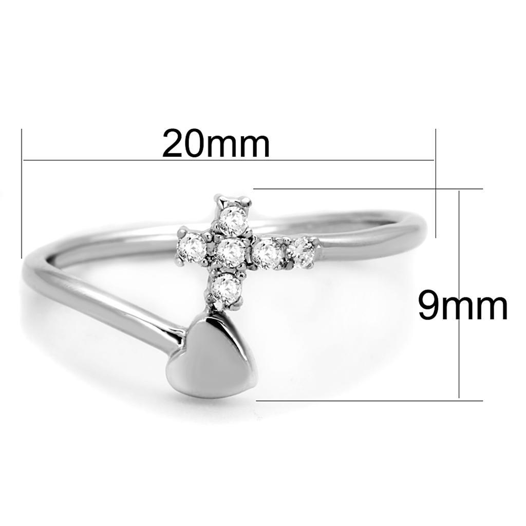 3W860 - Rhodium Brass Ring with AAA Grade CZ  in Clear LuxuryLifeWay Online Store