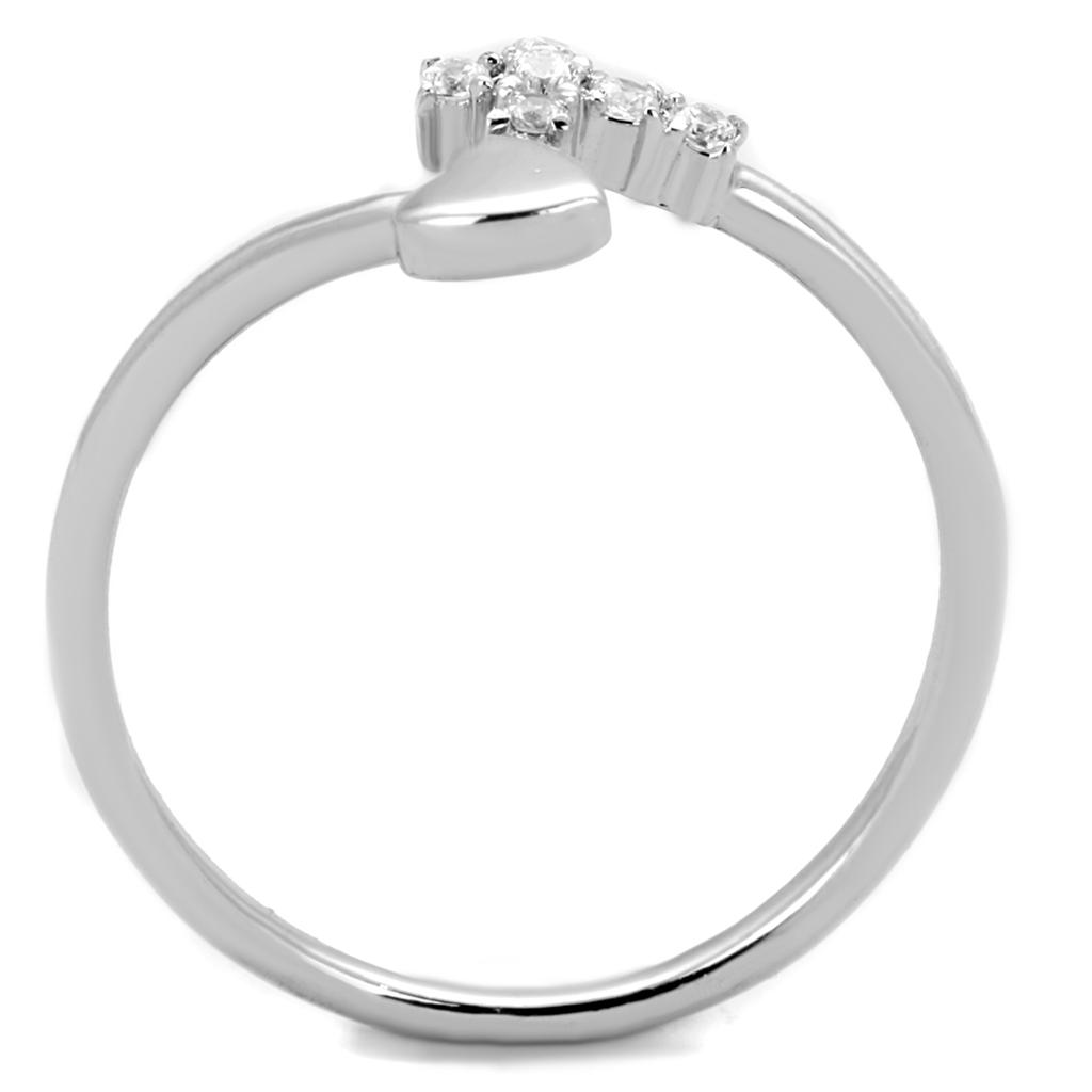 3W860 - Rhodium Brass Ring with AAA Grade CZ  in Clear LuxuryLifeWay Online Store