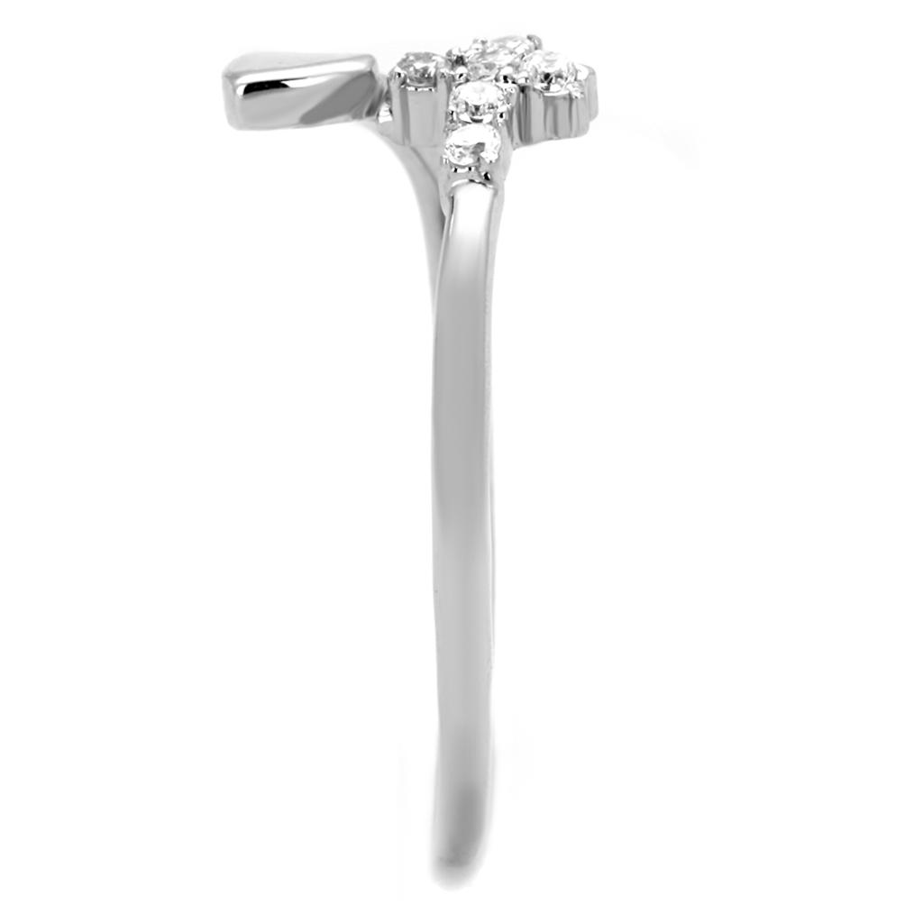 3W860 - Rhodium Brass Ring with AAA Grade CZ  in Clear LuxuryLifeWay Online Store