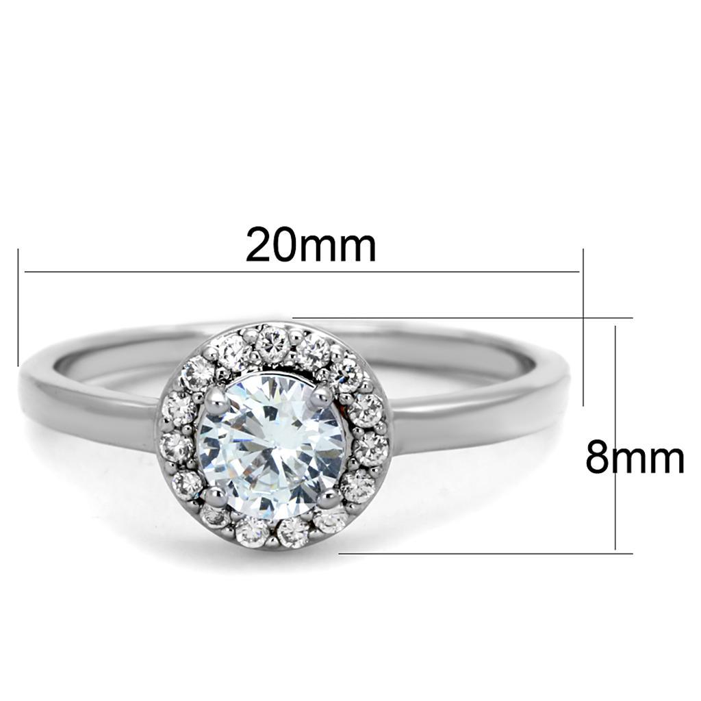 3W863 - Rhodium Brass Ring with AAA Grade CZ  in Clear LuxuryLifeWay Online Store