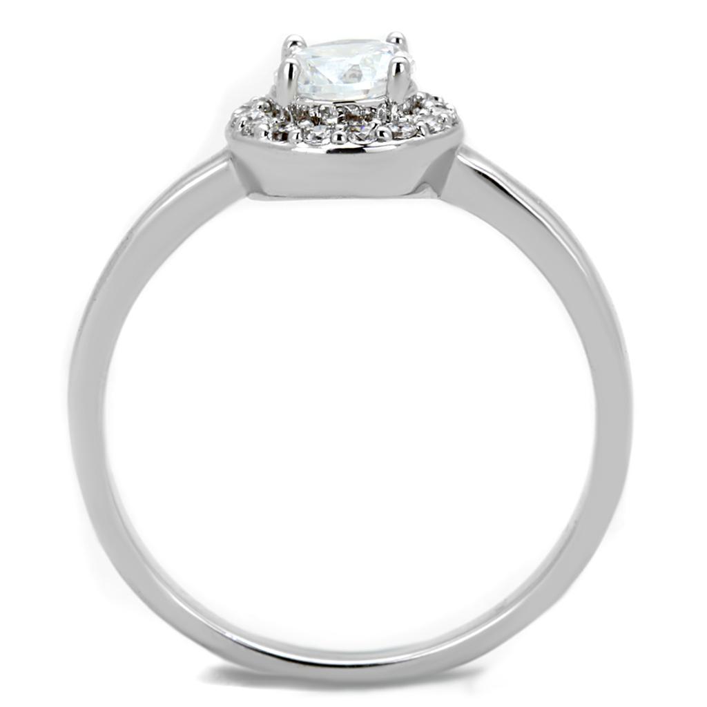 3W863 - Rhodium Brass Ring with AAA Grade CZ  in Clear LuxuryLifeWay Online Store