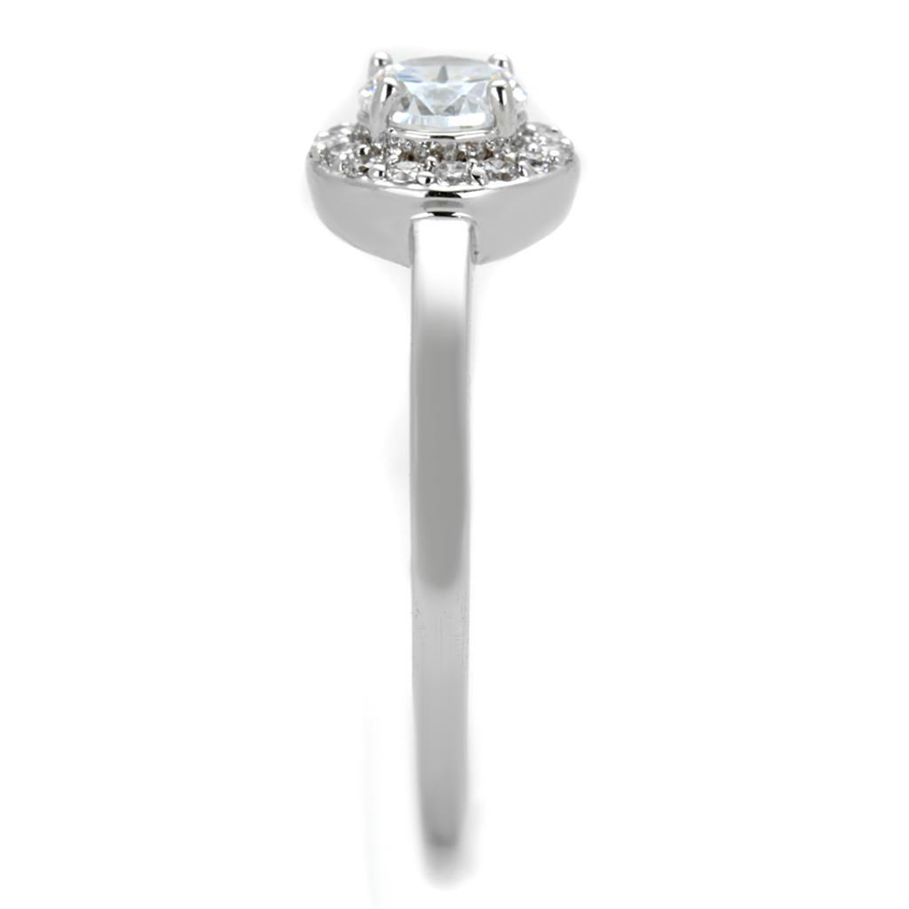 3W863 - Rhodium Brass Ring with AAA Grade CZ  in Clear LuxuryLifeWay Online Store