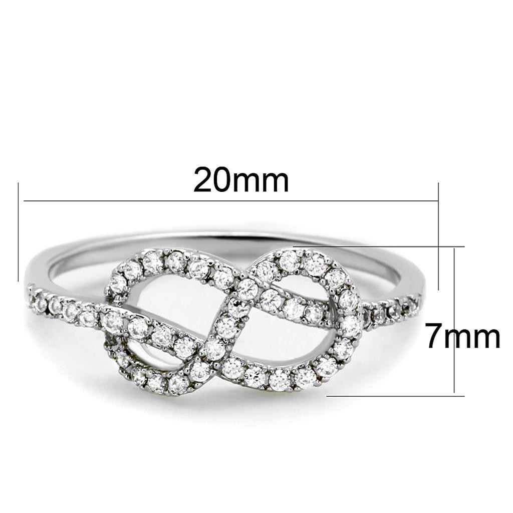 3W876 - Rhodium Brass Ring with AAA Grade CZ  in Clear LuxuryLifeWay Online Store