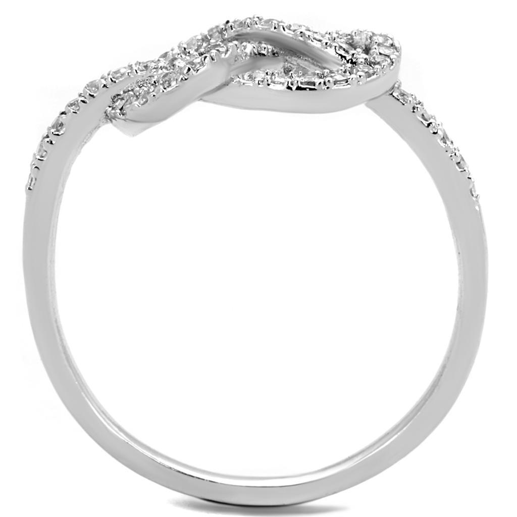 3W876 - Rhodium Brass Ring with AAA Grade CZ  in Clear LuxuryLifeWay Online Store