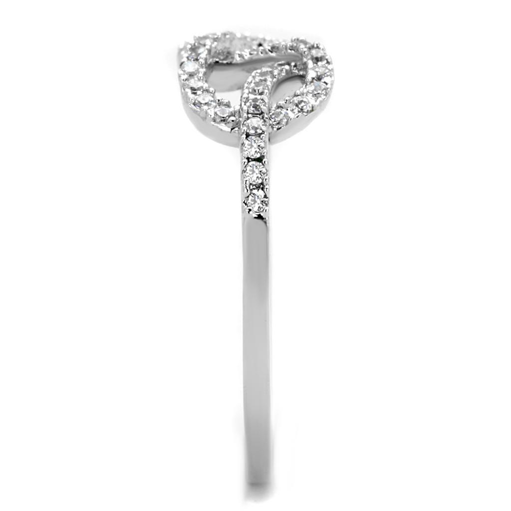 3W876 - Rhodium Brass Ring with AAA Grade CZ  in Clear LuxuryLifeWay Online Store