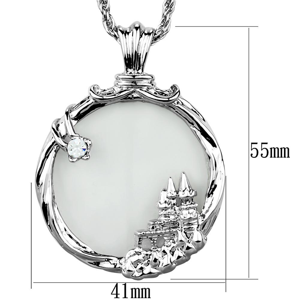 3W907 - Rhodium Brass Magnifier pendant with Top Grade Crystal  in Clear LuxuryLifeWay Online Store