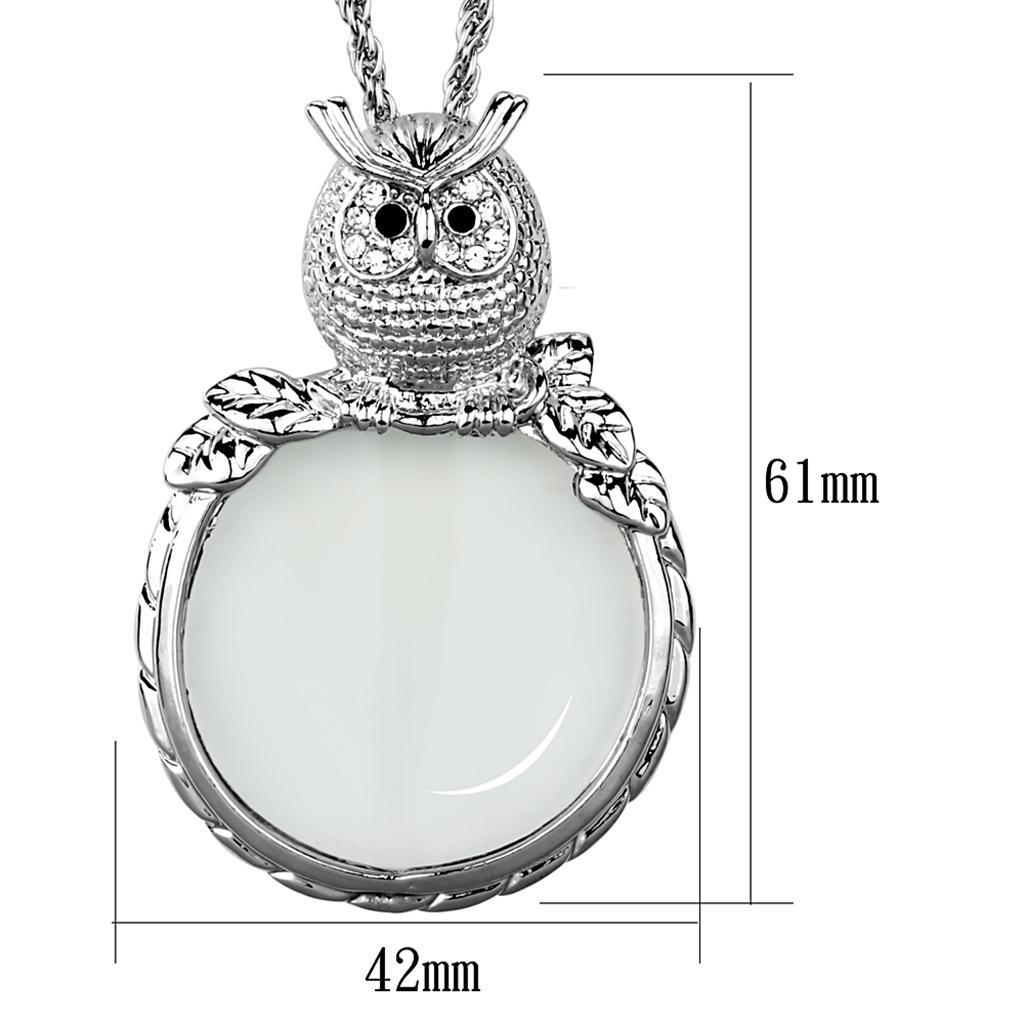 3W917 - Rhodium Brass Magnifier pendant with Top Grade Crystal  in Clear LuxuryLifeWay Online Store