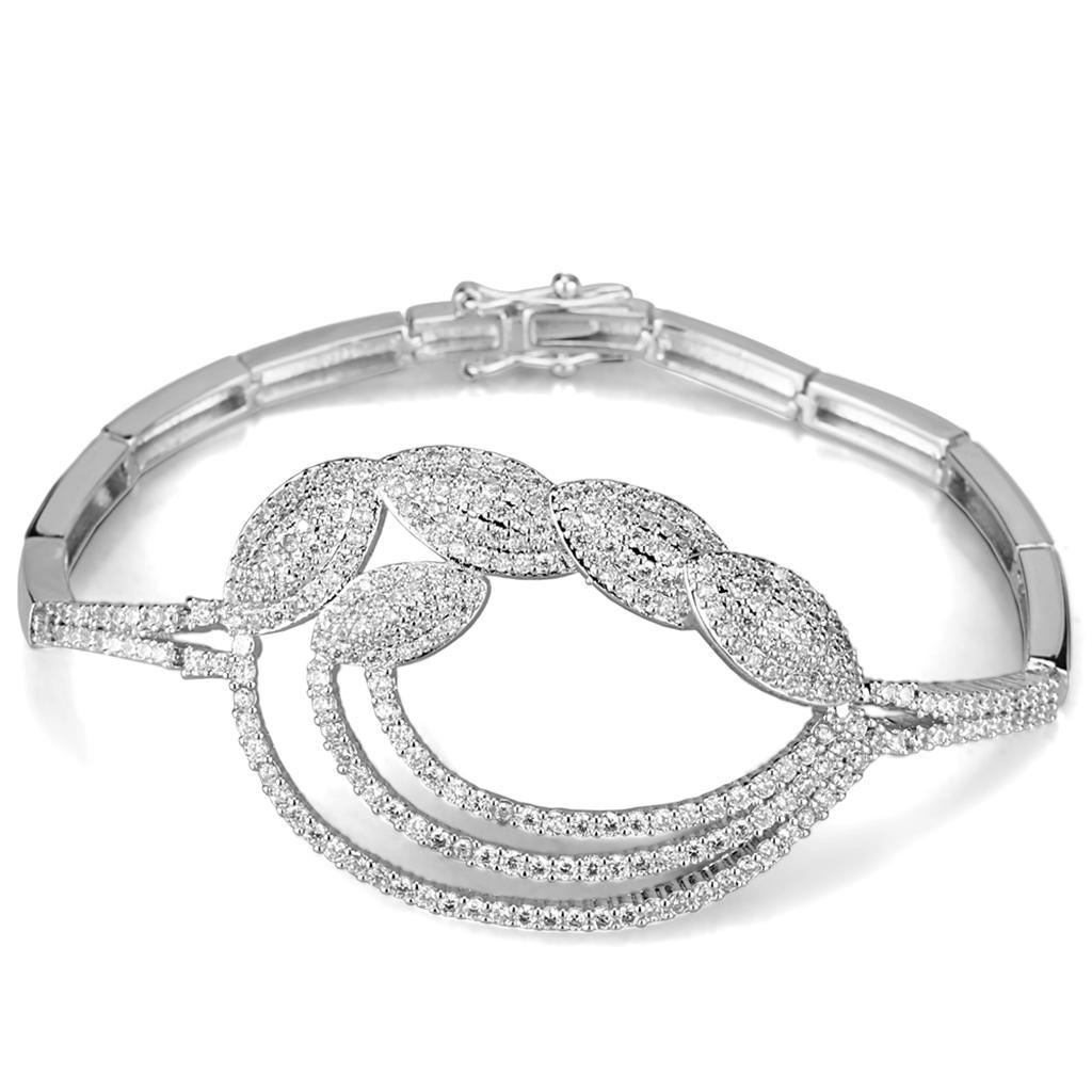 3W922 - Rhodium Brass Jewelry Sets with AAA Grade CZ  in Clear LuxuryLifeWay Online Store