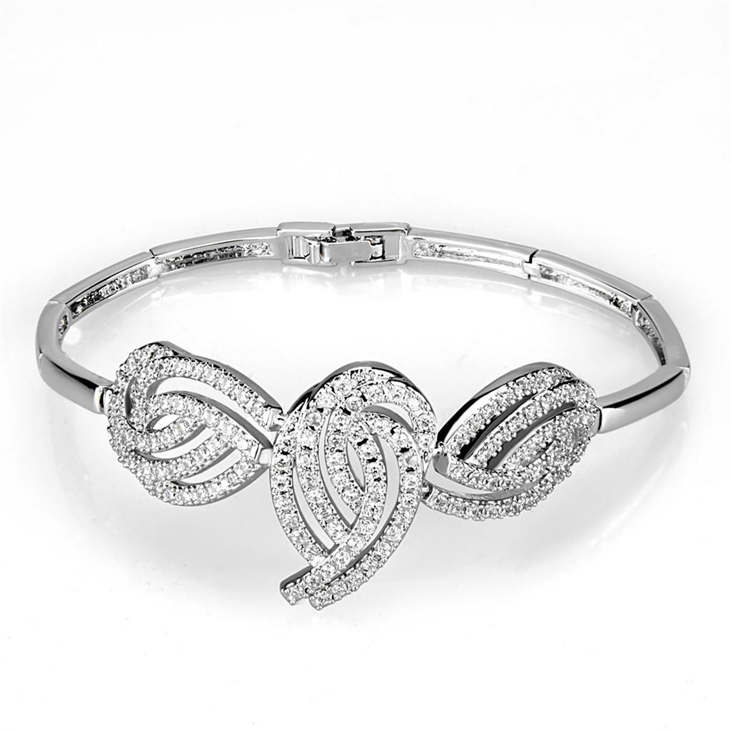 3W923 - Rhodium Brass Jewelry Sets with AAA Grade CZ  in Clear LuxuryLifeWay Online Store