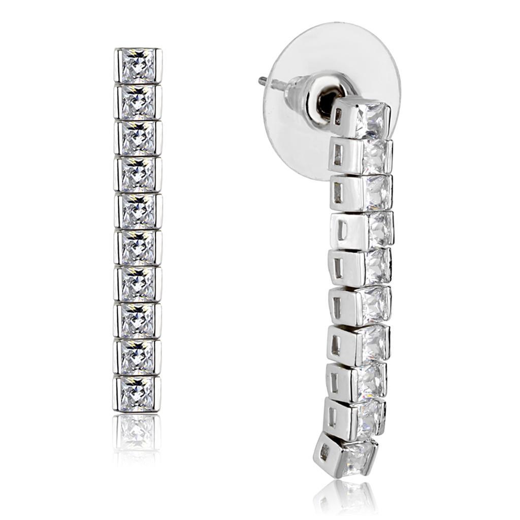 3W938 - Rhodium Brass Jewelry Sets with AAA Grade CZ  in Clear LuxuryLifeWay Online Store