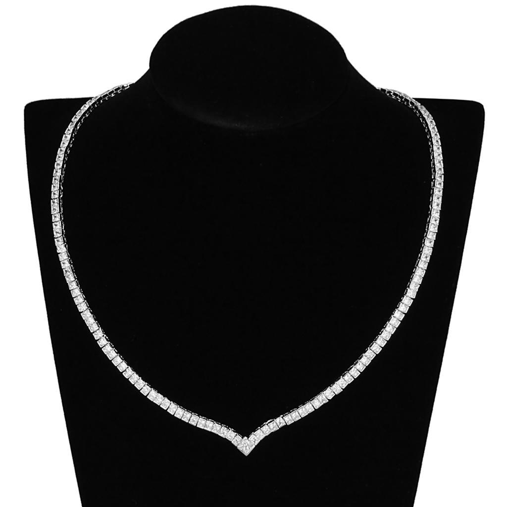 3W938 - Rhodium Brass Jewelry Sets with AAA Grade CZ  in Clear LuxuryLifeWay Online Store