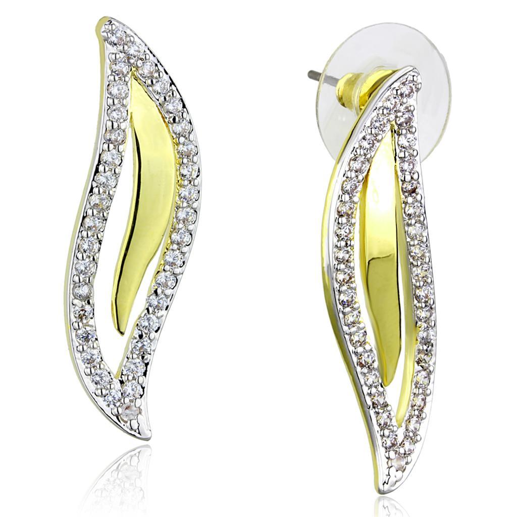 3W941 - Gold+Rhodium Brass Jewelry Sets with AAA Grade CZ  in Clear LuxuryLifeWay Online Store
