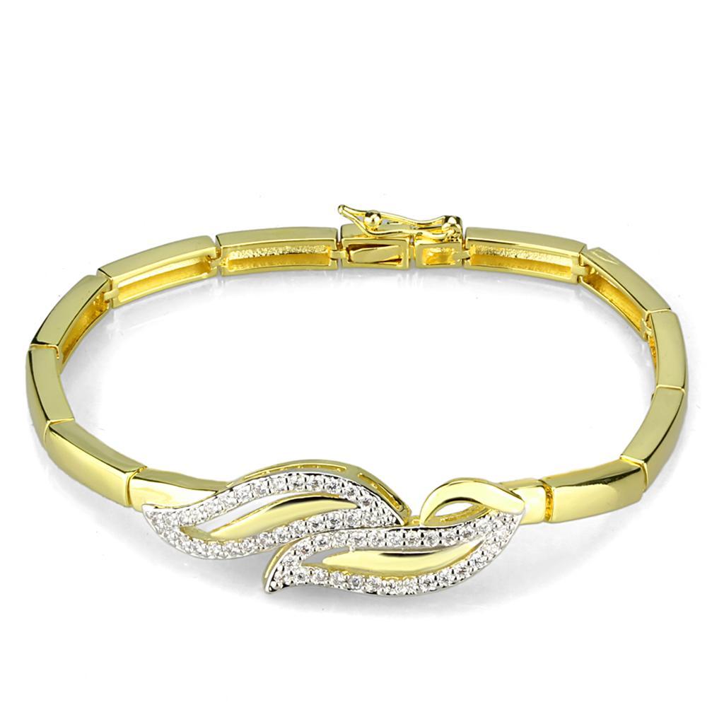 3W941 - Gold+Rhodium Brass Jewelry Sets with AAA Grade CZ  in Clear LuxuryLifeWay Online Store