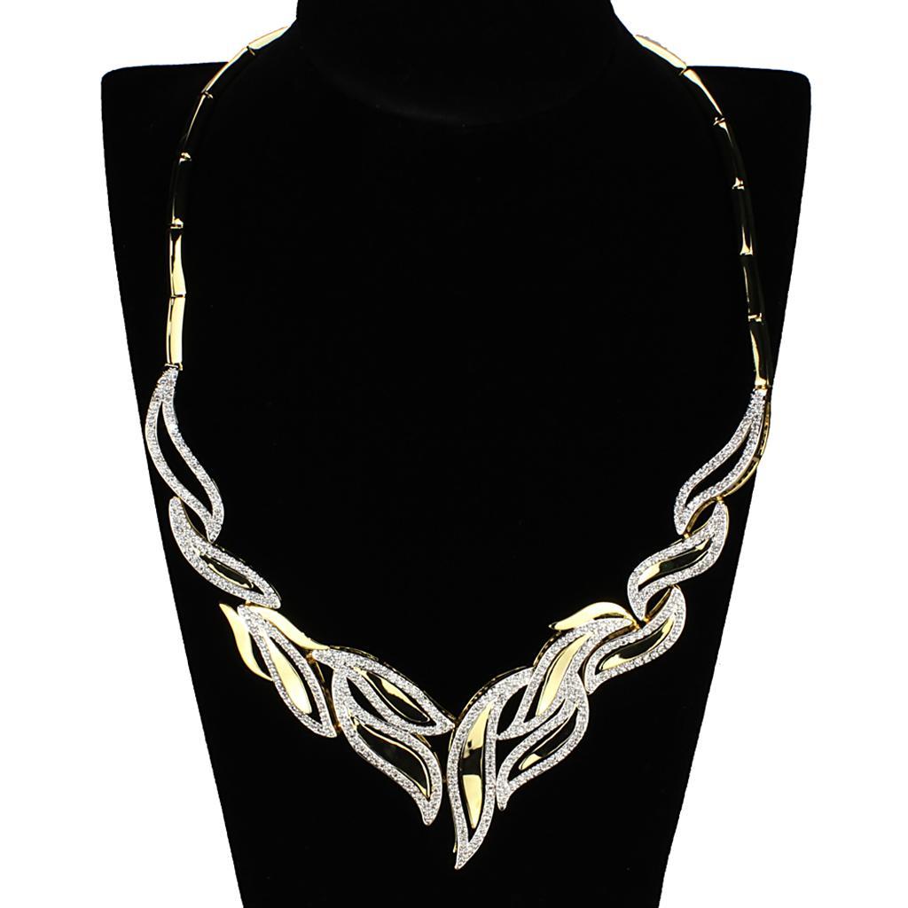 3W941 - Gold+Rhodium Brass Jewelry Sets with AAA Grade CZ  in Clear LuxuryLifeWay Online Store