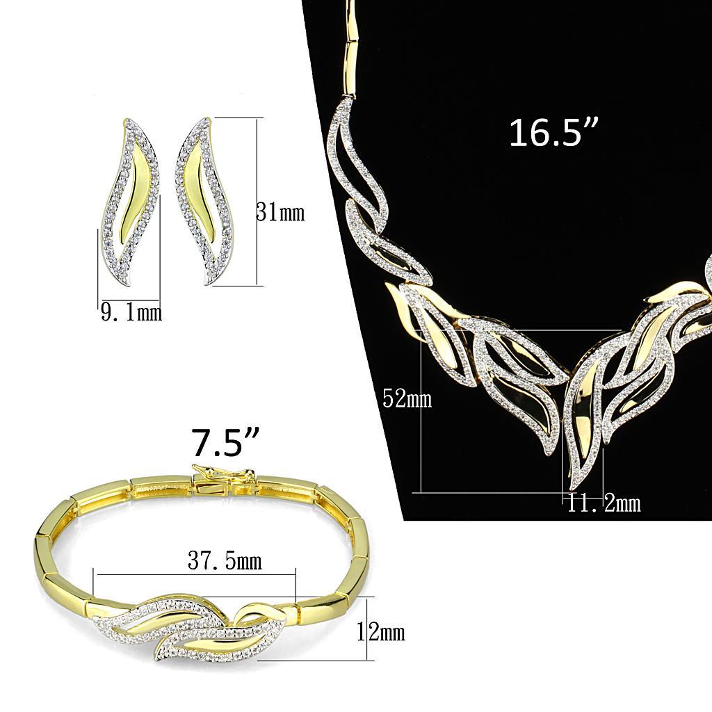 3W941 - Gold+Rhodium Brass Jewelry Sets with AAA Grade CZ  in Clear LuxuryLifeWay Online Store