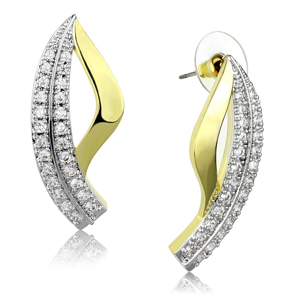3W942 - Gold+Rhodium Brass Jewelry Sets with AAA Grade CZ  in Clear LuxuryLifeWay Online Store