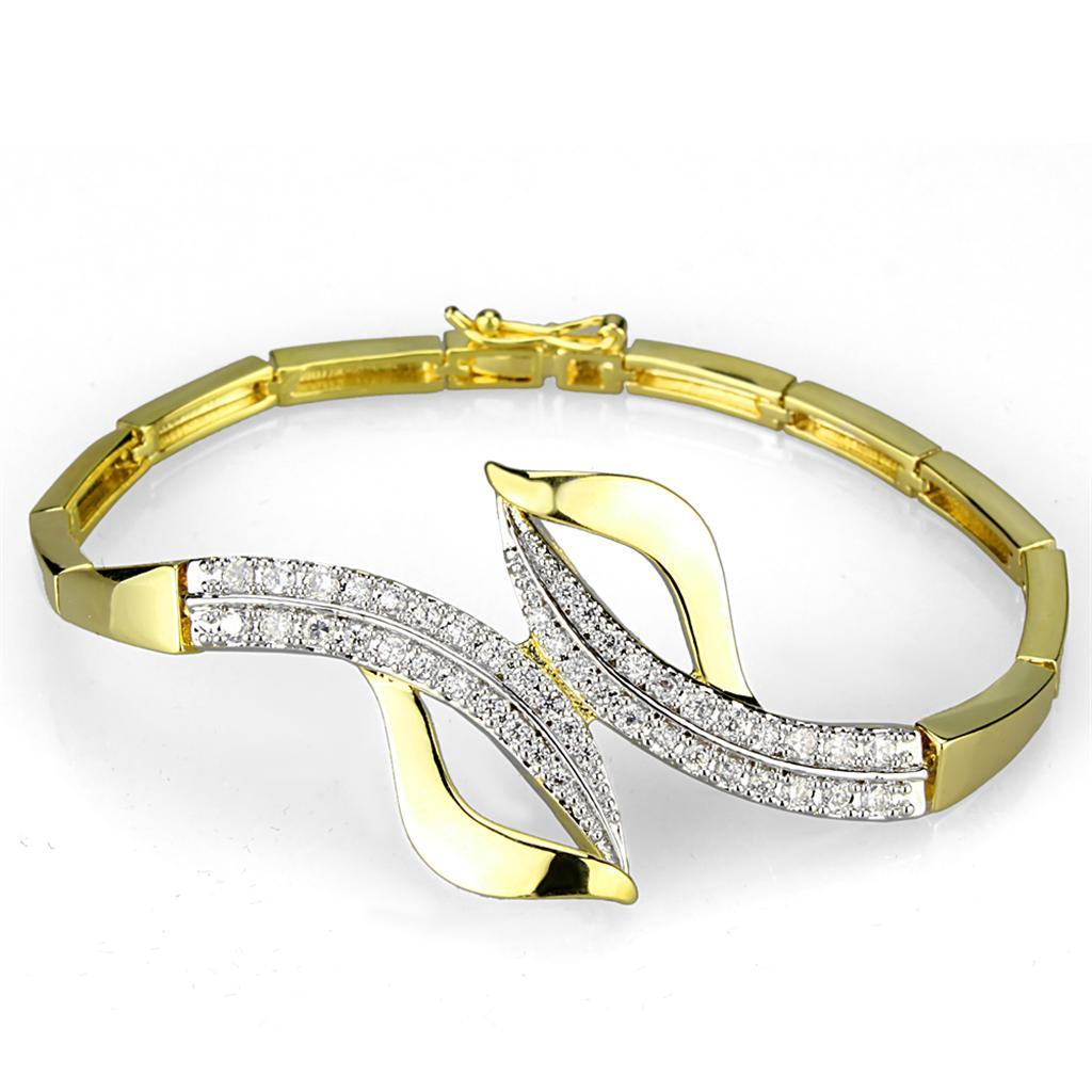 3W942 - Gold+Rhodium Brass Jewelry Sets with AAA Grade CZ  in Clear LuxuryLifeWay Online Store
