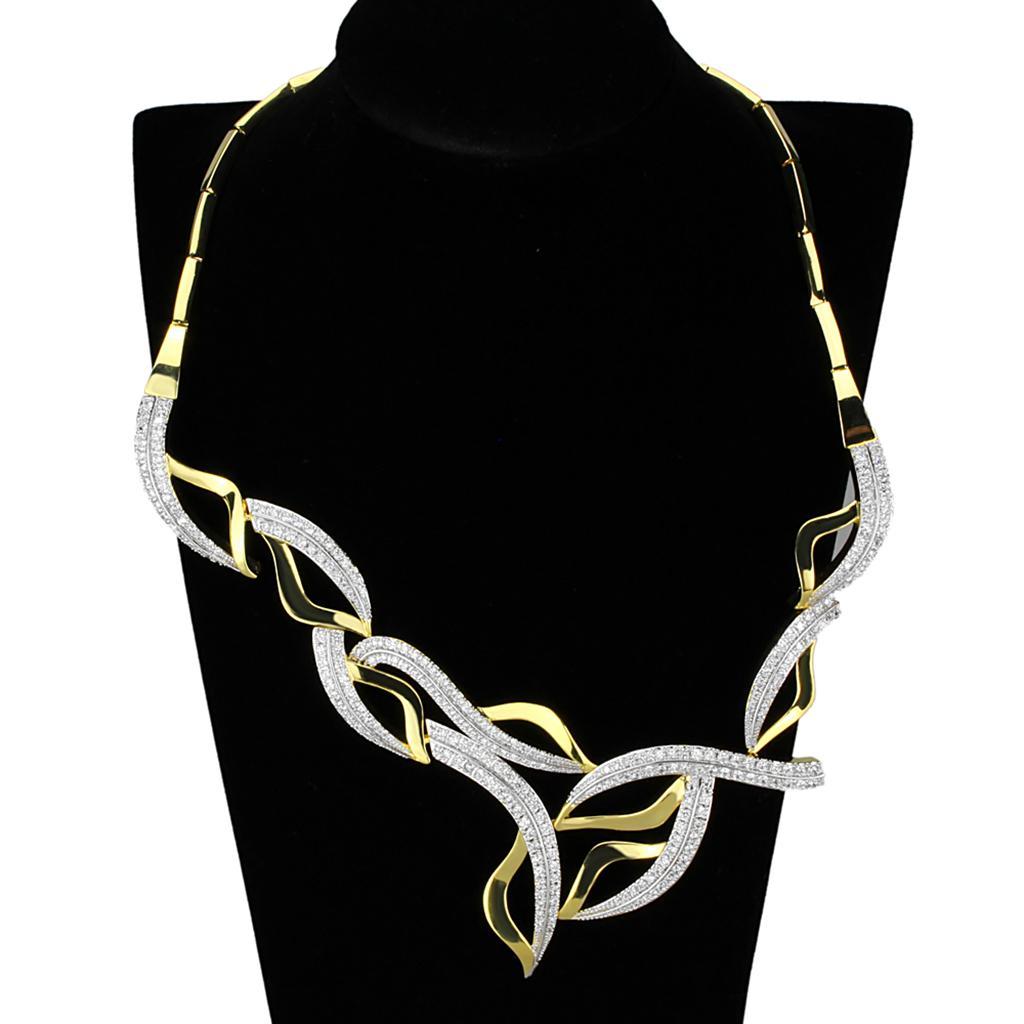 3W942 - Gold+Rhodium Brass Jewelry Sets with AAA Grade CZ  in Clear LuxuryLifeWay Online Store