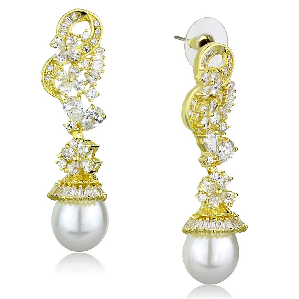 3W945 - Gold Brass Jewelry Sets with AAA Grade CZ  in Clear LuxuryLifeWay Online Store