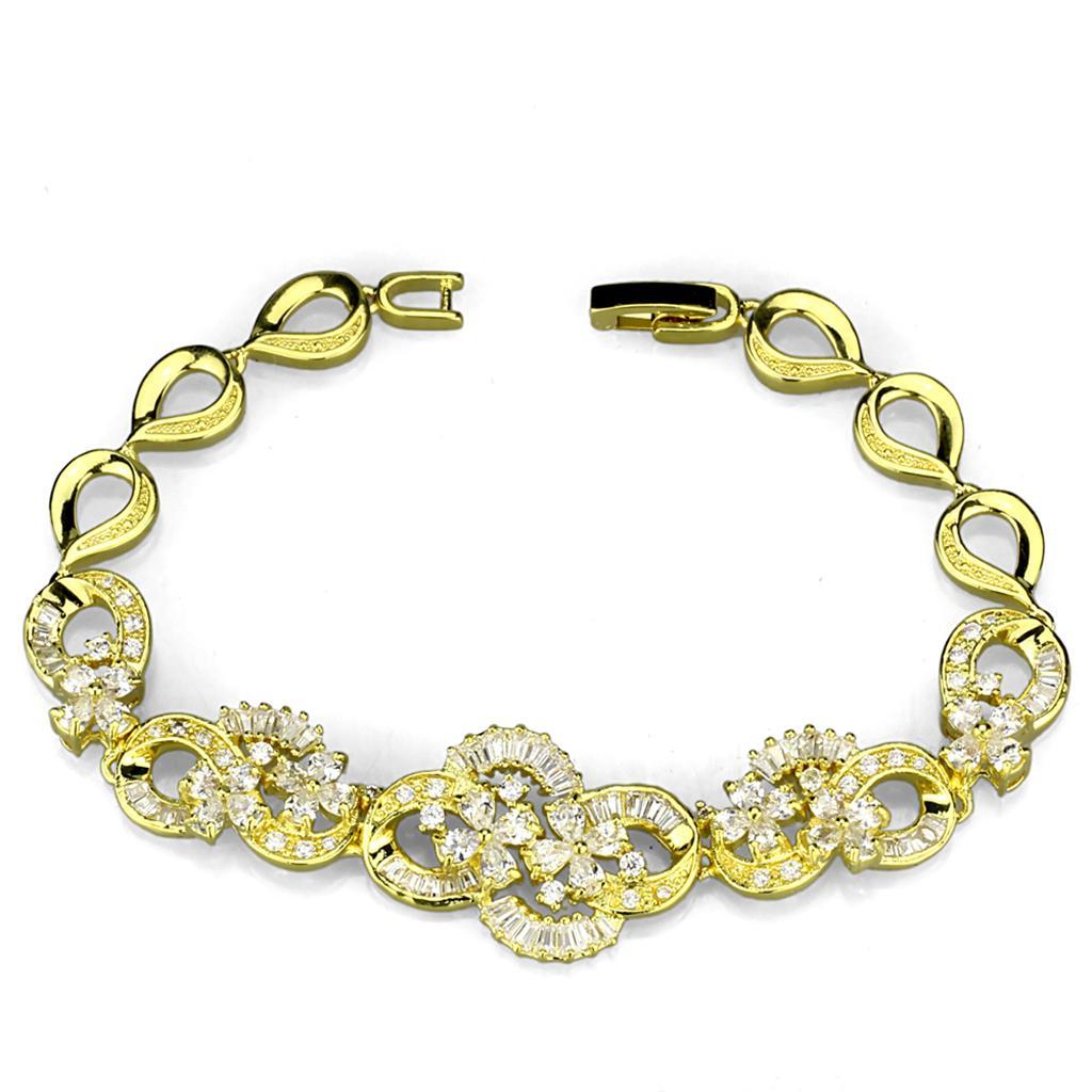 3W945 - Gold Brass Jewelry Sets with AAA Grade CZ  in Clear LuxuryLifeWay Online Store