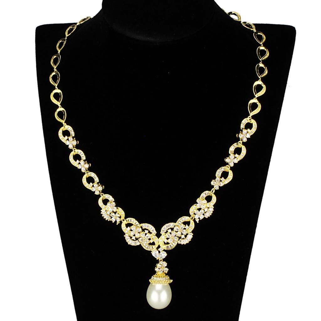 3W945 - Gold Brass Jewelry Sets with AAA Grade CZ  in Clear LuxuryLifeWay Online Store