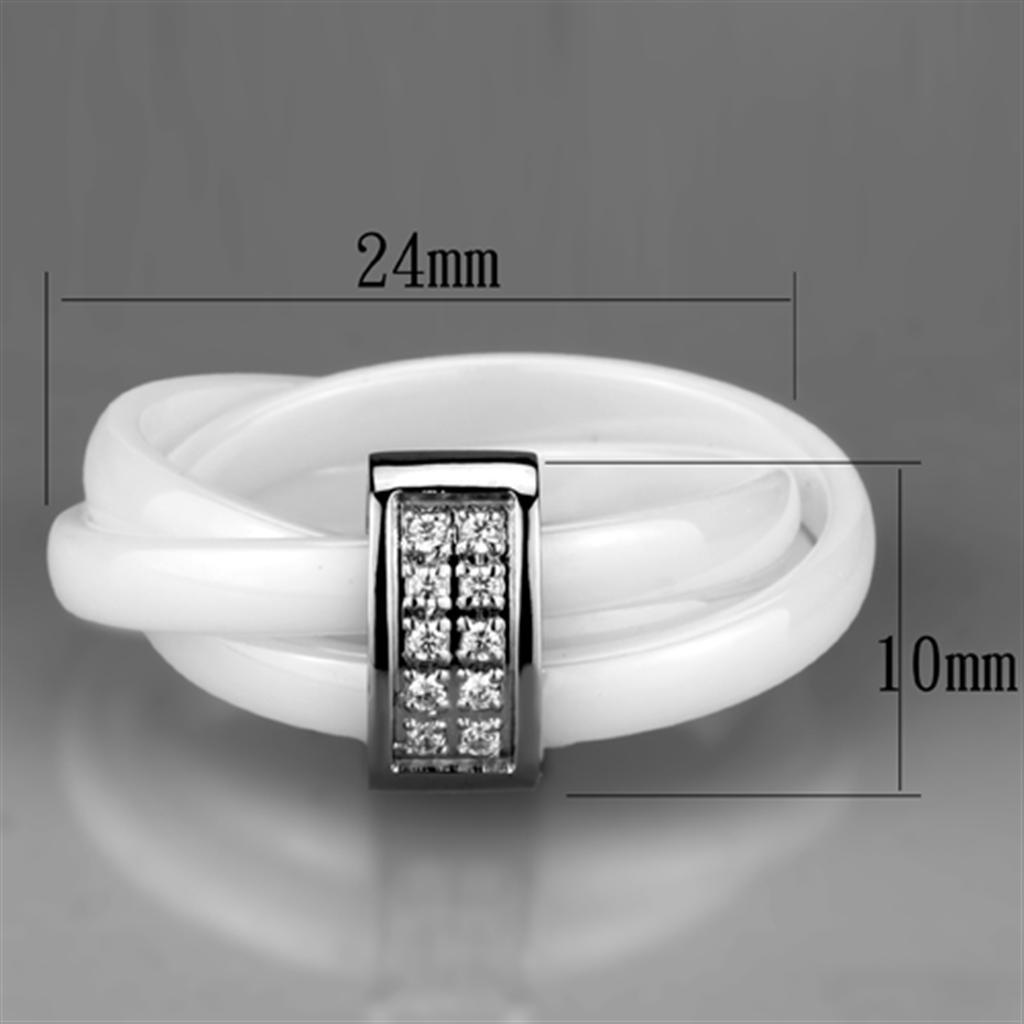 3W951 - High polished (no plating) Stainless Steel Ring with Ceramic  in White LuxuryLifeWay Online Store