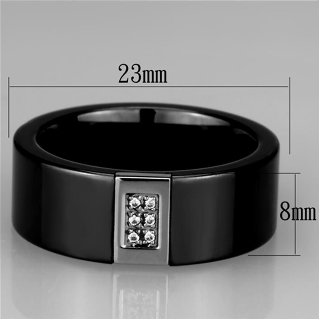 3W953 - High polished (no plating) Stainless Steel Ring with Ceramic  in Jet LuxuryLifeWay Online Store