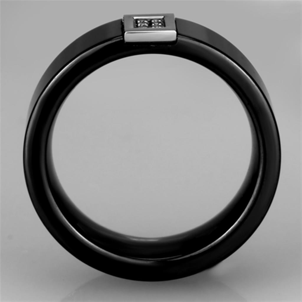 3W953 - High polished (no plating) Stainless Steel Ring with Ceramic  in Jet LuxuryLifeWay Online Store