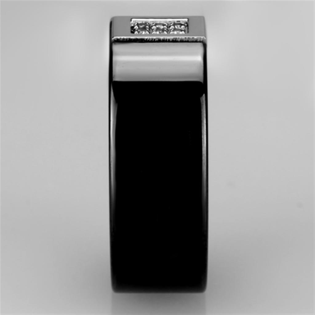 3W953 - High polished (no plating) Stainless Steel Ring with Ceramic  in Jet LuxuryLifeWay Online Store