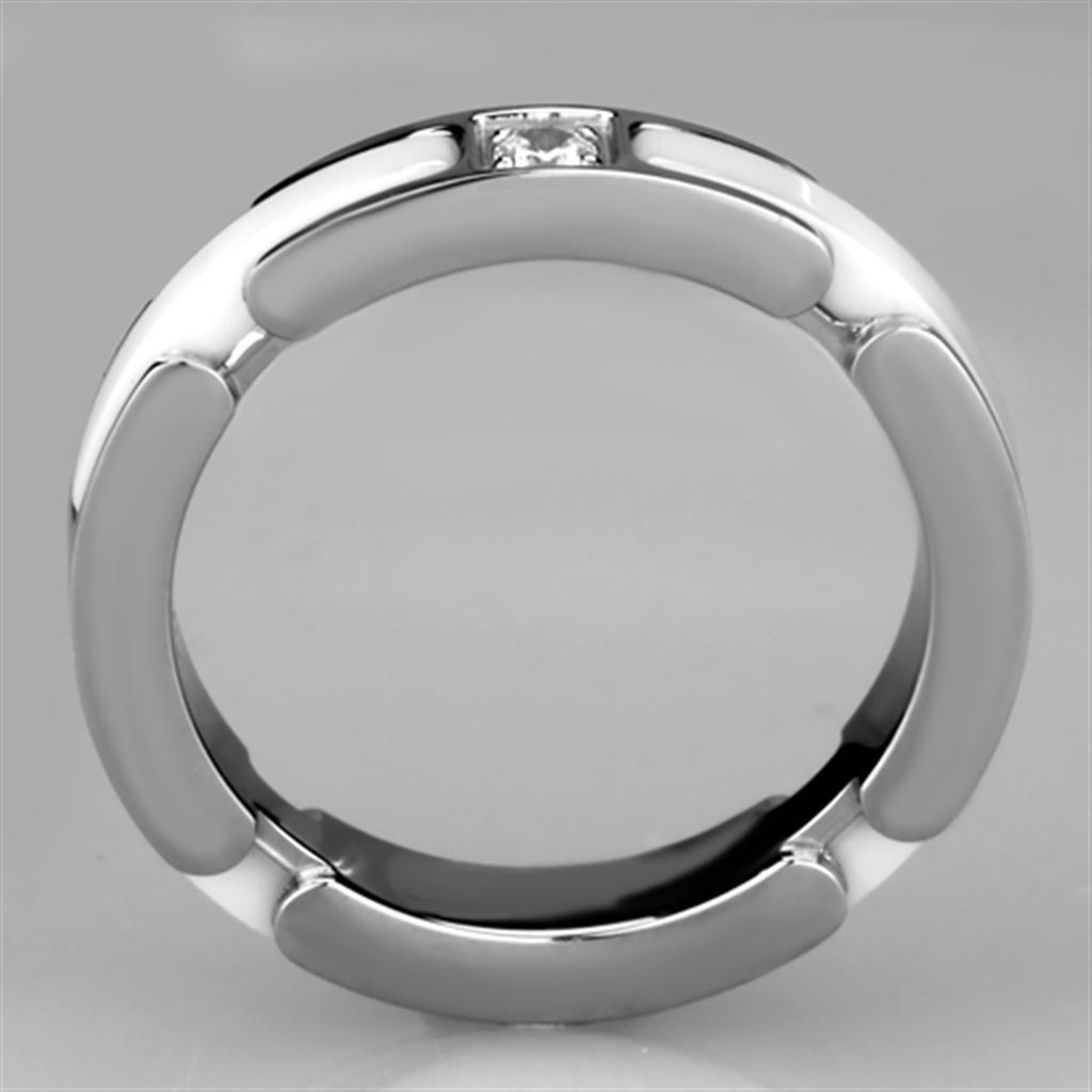 3W963 - High polished (no plating) Stainless Steel Ring with Ceramic  in White LuxuryLifeWay Online Store