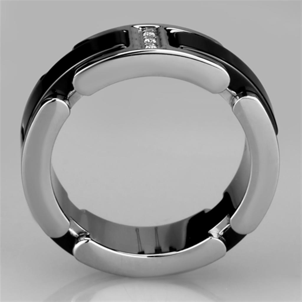 3W966 - High polished (no plating) Stainless Steel Ring with Ceramic  in Jet LuxuryLifeWay Online Store