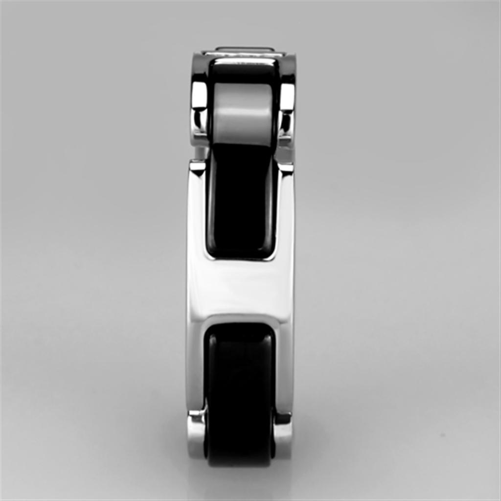 3W966 - High polished (no plating) Stainless Steel Ring with Ceramic  in Jet LuxuryLifeWay Online Store