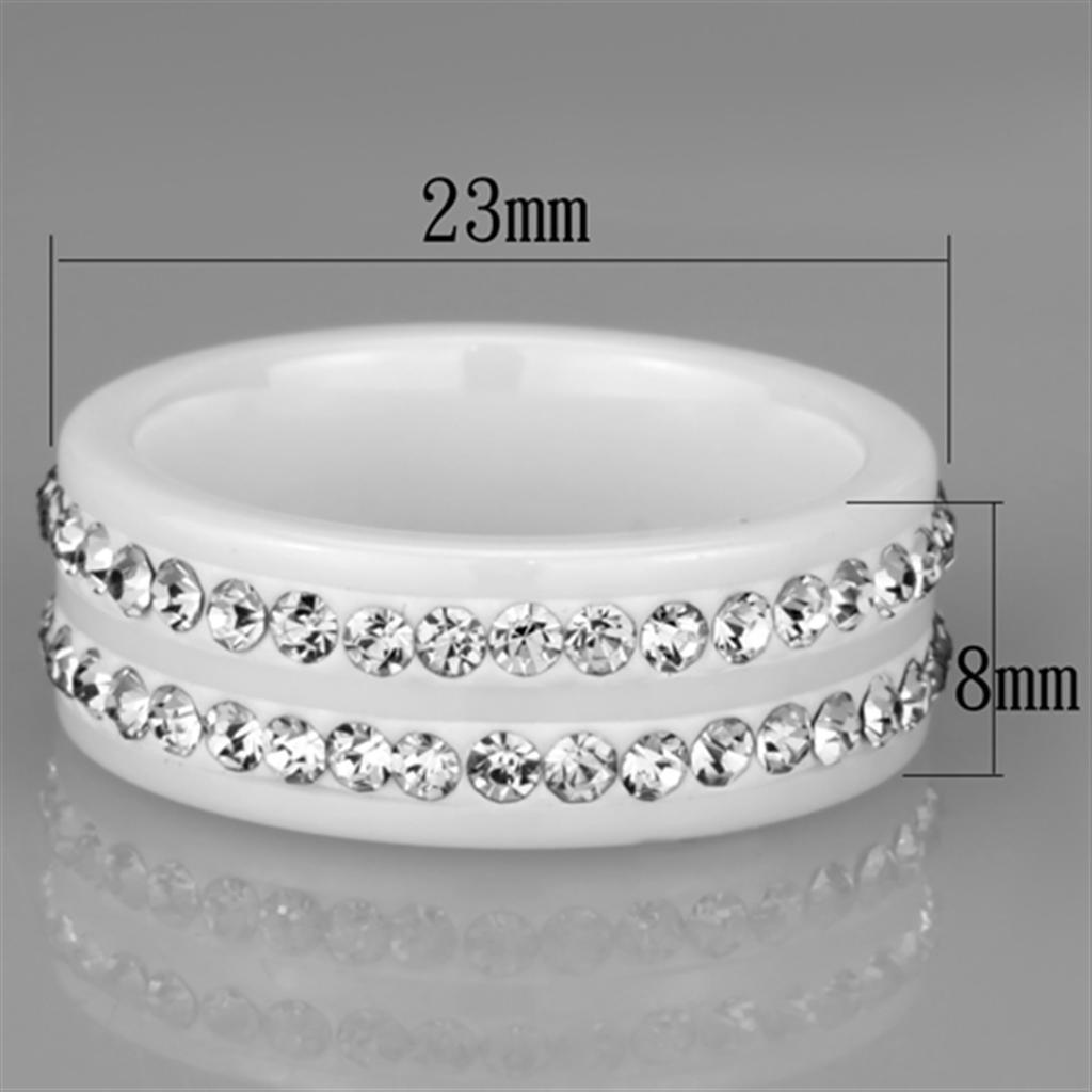 3W970 - High polished (no plating) Stainless Steel Ring with Ceramic  in White LuxuryLifeWay Online Store