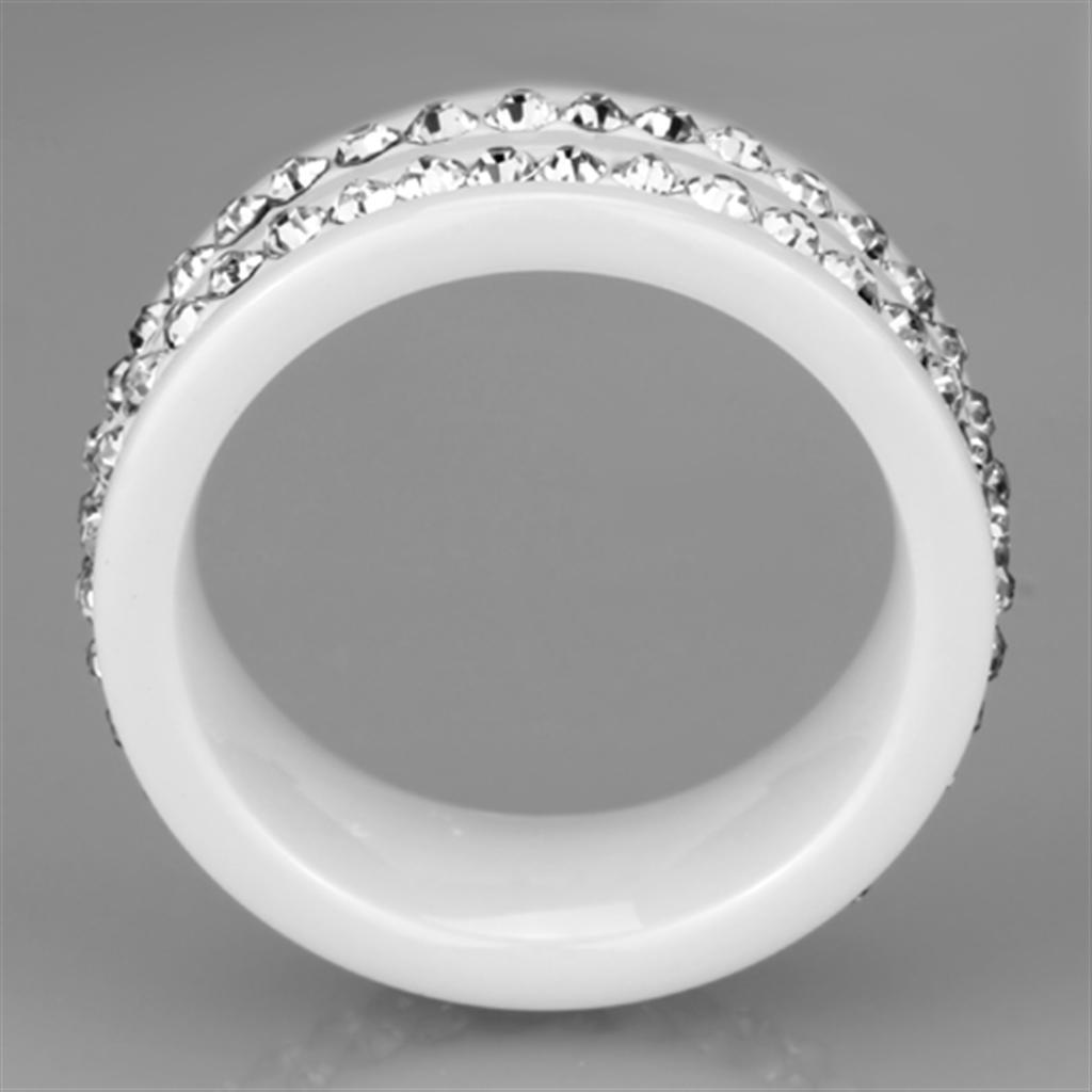 3W970 - High polished (no plating) Stainless Steel Ring with Ceramic  in White LuxuryLifeWay Online Store