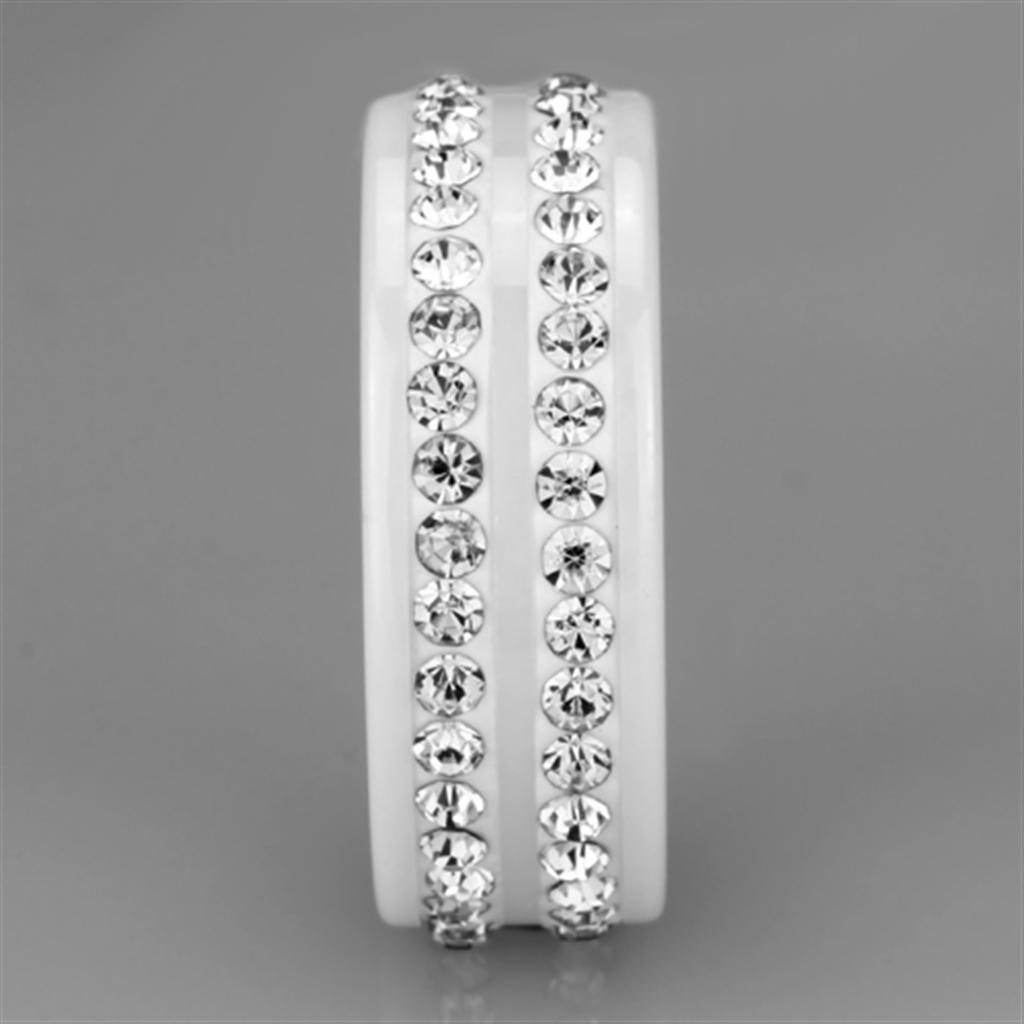 3W970 - High polished (no plating) Stainless Steel Ring with Ceramic  in White LuxuryLifeWay Online Store
