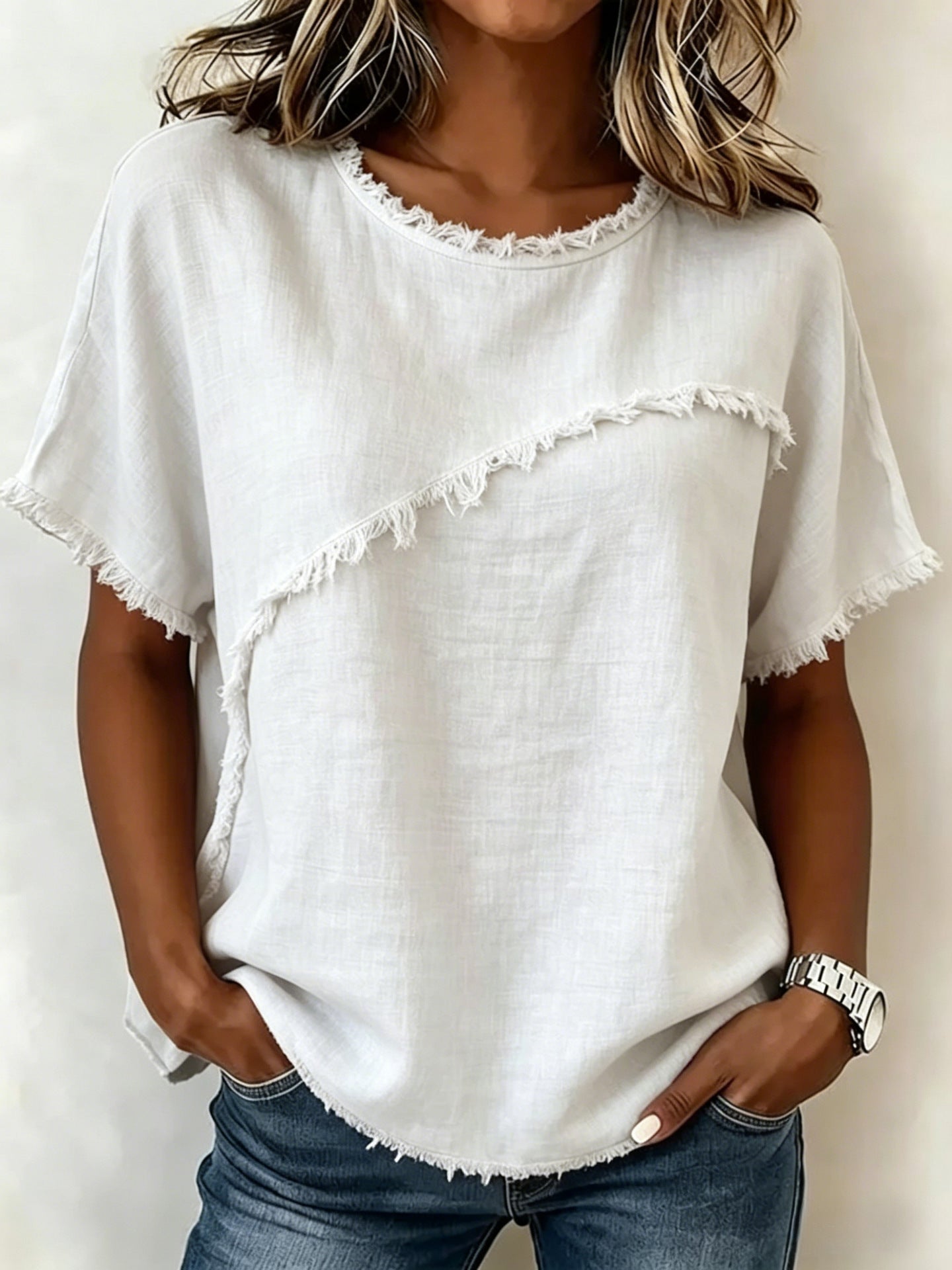 Women's Round-Neck Casual Loose Short-Sleeve Top NorixaFashion.com