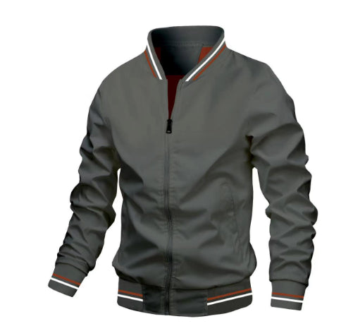 Men's Striped Zip-up Jacket With Pockets Fashion Casual Outerwear Sports Baseball Clothing Spring And Fall LadyShow.Store