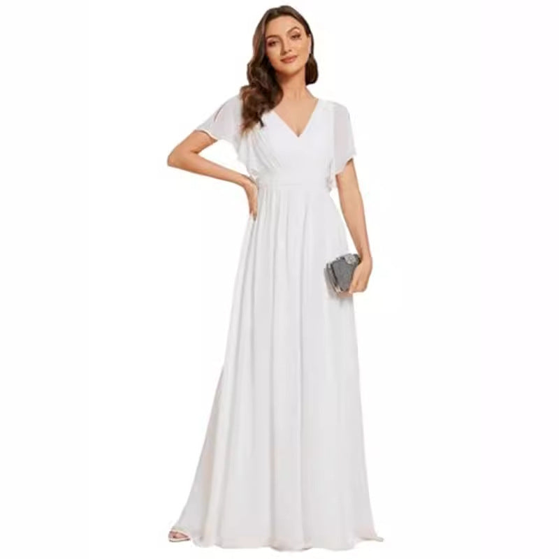 Sexy V-neck Chiffon Dress Women NorixaFashion.com